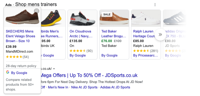 Example of Google Shopping Ads