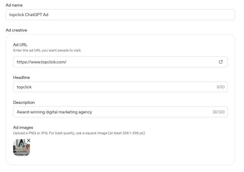 ChatGPT Ads Manager Beta